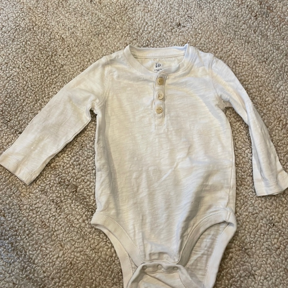Baby Gap 100% Cotton white Henley Bodysuit